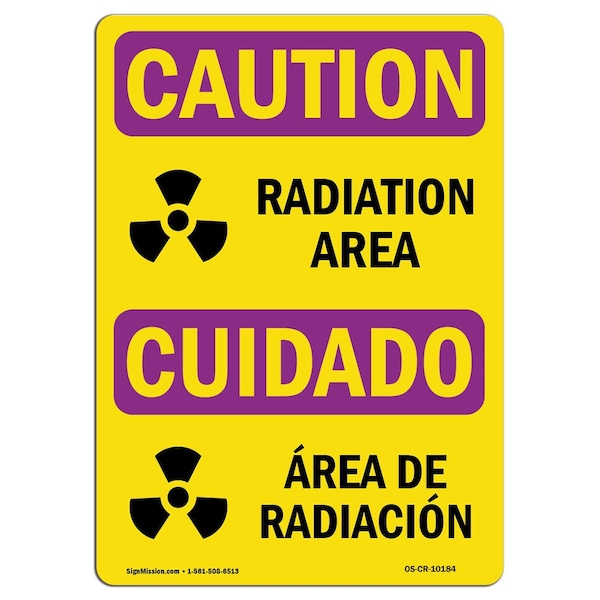 OSHA RADIATION Sign, Radiation Area, 5in X 3.5in Decal, 10PK, 3.5" H, 5" W, Landscape, PK10